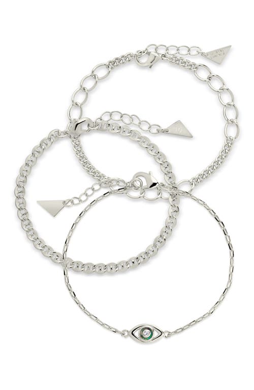 Sterling Forever Set Of 3 Chain Bracelets In Silver