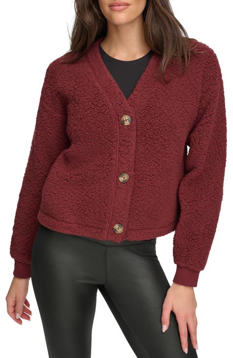 Faux Shearling Button Front Cardigan