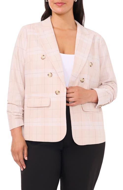 Halogenr Halogen(r) Ruched Sleeve Double Breasted Blazer In Oxford Tan