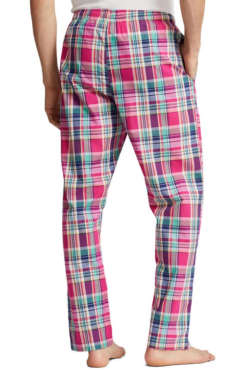 Shop Polo Ralph Lauren Paloma Plaid Cotton Drawstring Pajama Pants In Pink Plaid Multi