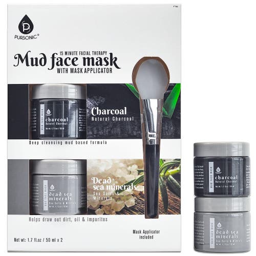 Pursonic 2 Pack Facial Therapy Mud Face Mask With Mask Applicator In Grey