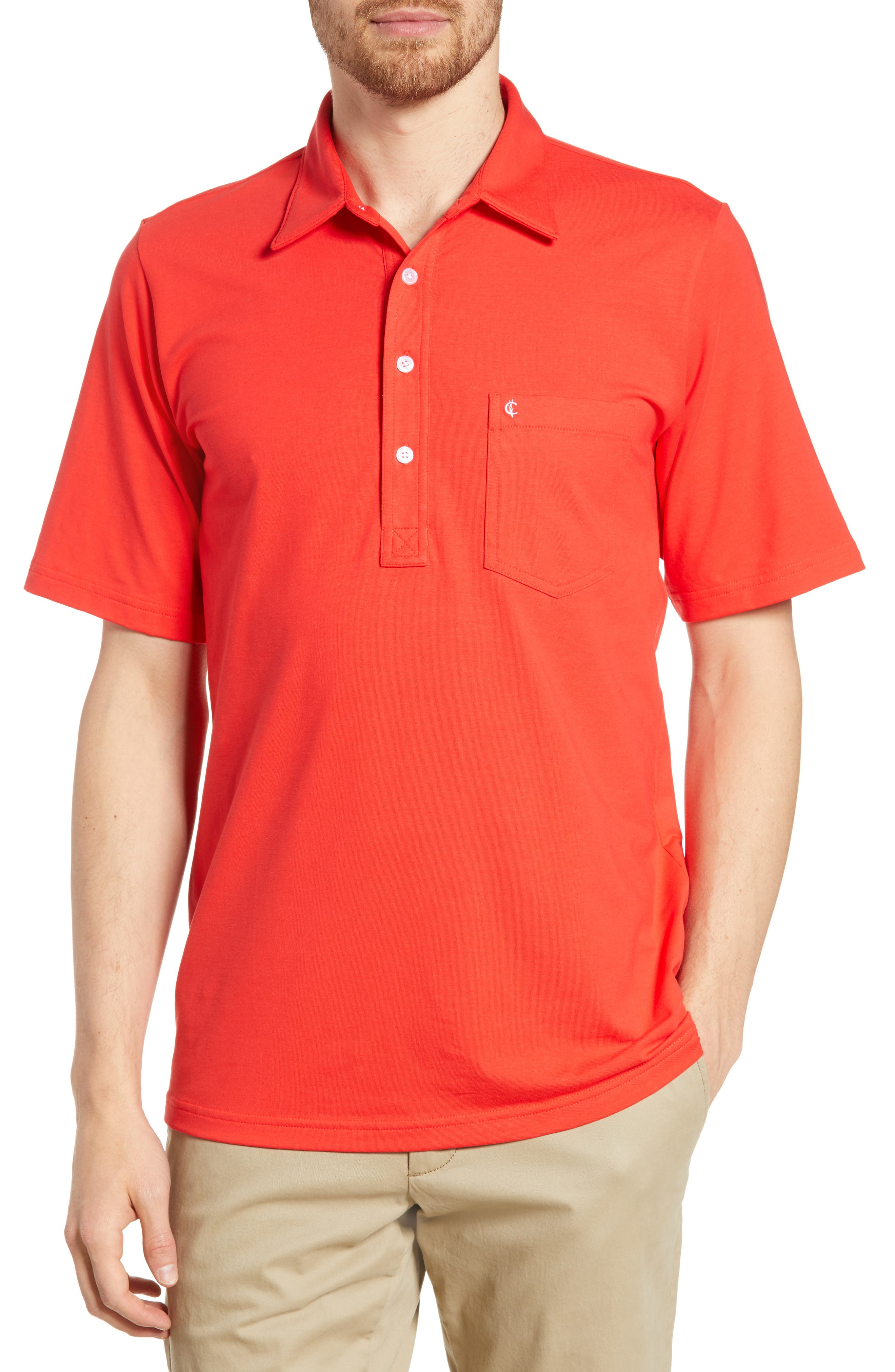 Criquet Players Stretch Jersey Polo, Red