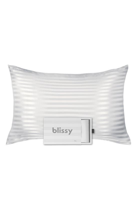 Shop Blissy Mulberry Silk Pillowcase In White Stripe