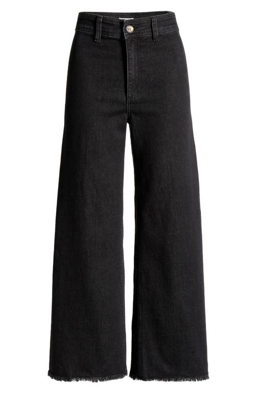 Shop Billabong Free Fall Stretch Crop Wide Leg Jeans In Black Rinse