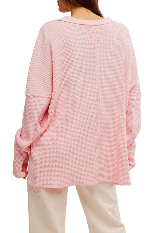 Shop Free People Travis Oversize Thermal Polo In Pale Rosette