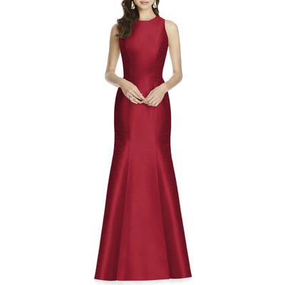 Alfred Sung Dupioni Trumpet Gown, Red