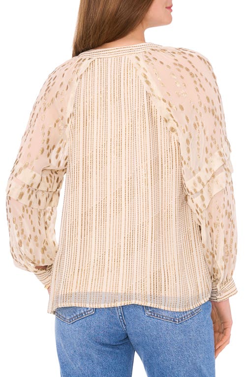 Shop Vince Camuto Mixed Metallic Jacquard Top In Soft Cream