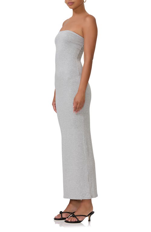 Shop Afrm Dunn Strapless Knit Maxi Dress In Heather Grey