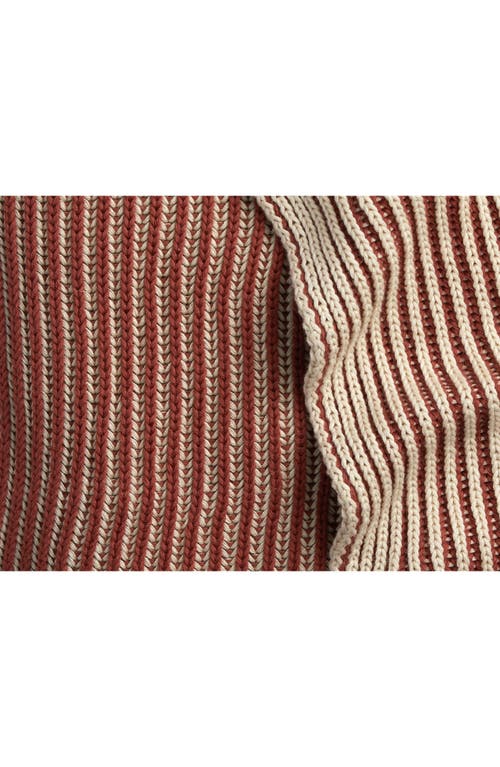 Parachute Two-tone Organic Cotton Ribbed Throw Blanket In Canyon And Natural