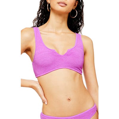Topshop Crinkle Notch Bikini Top, US (fits like 10-12) - Purple