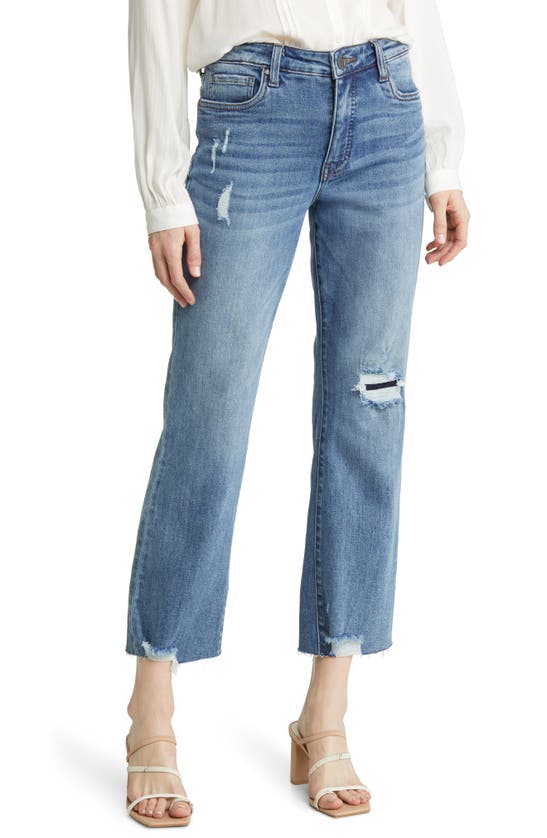 Kut From The Kloth Kelsey Fab Ab High Waist Raw Hem Ankle Flare Jeans ...