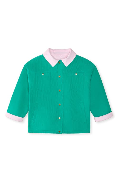 The Sunday Collective Kids' Reversible Cotton Corduroy Jacket In Open Green