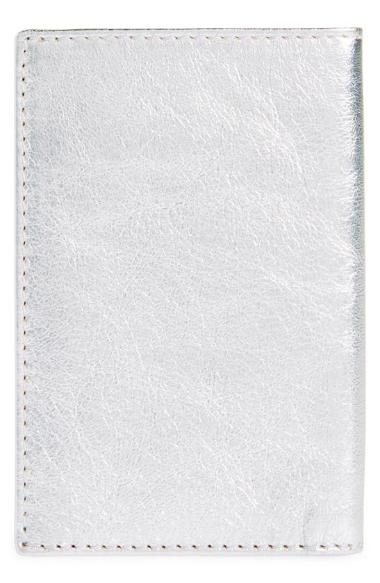 Shop Comme Des Garçons Wallets Metallic Leather Card Holder In Silver