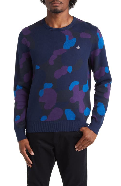 Original Penguin Camouflage Crewneck Sweater Dress Blues at Nordstrom,