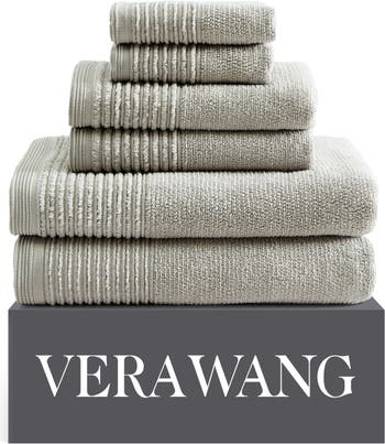 Vera Wang, Bath, Vera Wang Geo Stitch Serene Blue Gray Towel Set Striped  Bath Hand Washcloths