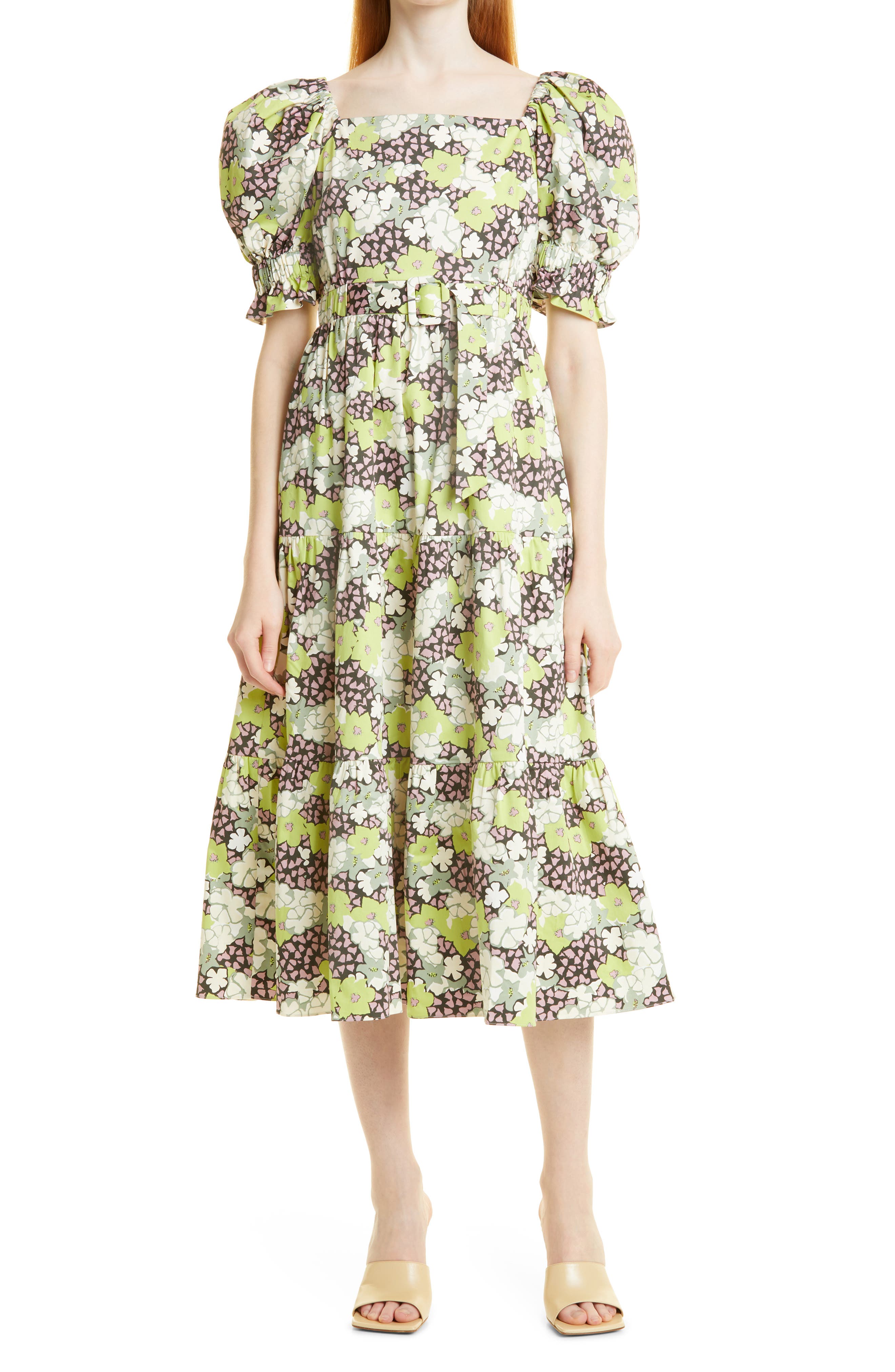 adriela fern forest deep v midi dress