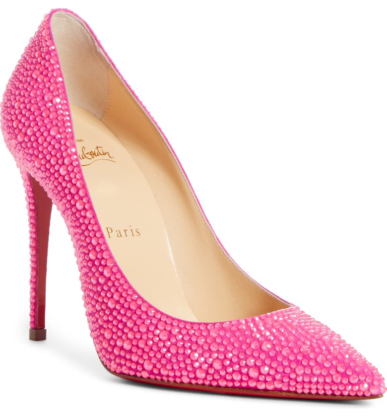 CHRISTIAN LOUBOUTIN Kate Crystal Embellished Pointed Toe Pump, Main, color, DIVA PINK