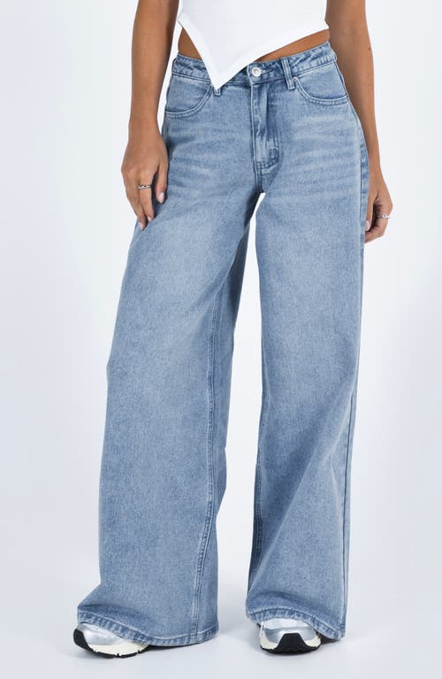 Shop Princess Polly Naylor Mid Rise Wide Leg Jeans In Blue