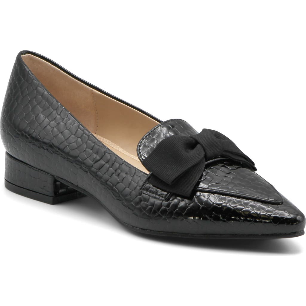 Adrienne Vittadini Pauletta Bow Pump In Black Croc Patent