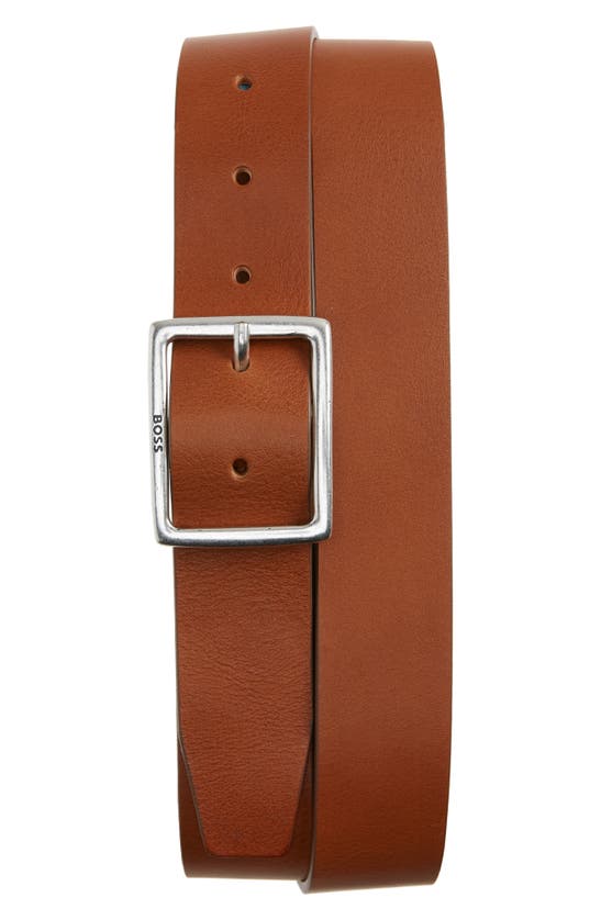 Hugo Boss Rudolph Leather Belt In Medium Brown