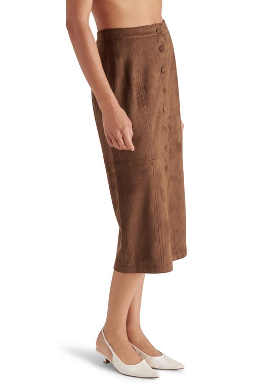 Shop Steve Madden Riya Faux Suede Midi Skirt In Coco