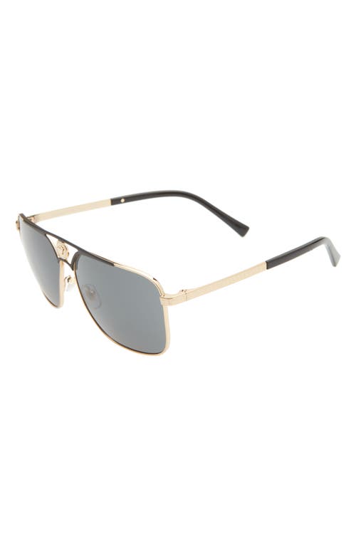 Shop Versace 61mm Aviator Sunglasses In Matte Black/gold