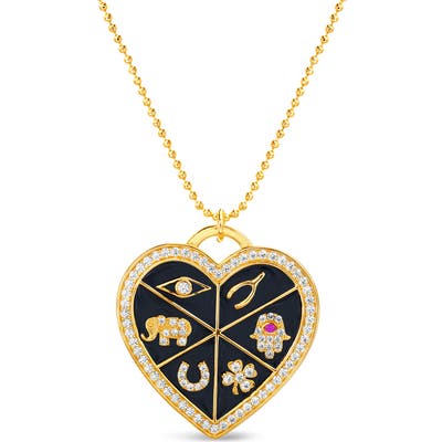 Lesa Michele Enamel Heart Pendant Necklace