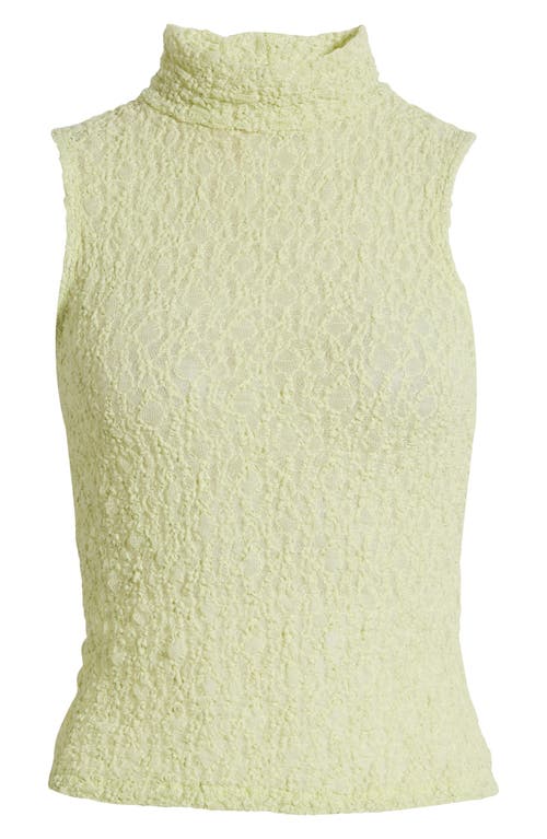 Frame Mock Neck Lace Tank In Mint Green