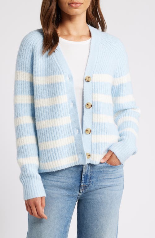 Shop Caslonr Caslon(r) Weekend Chenille Cardigan In Blue- Ivory Cloud Cleo Stripe