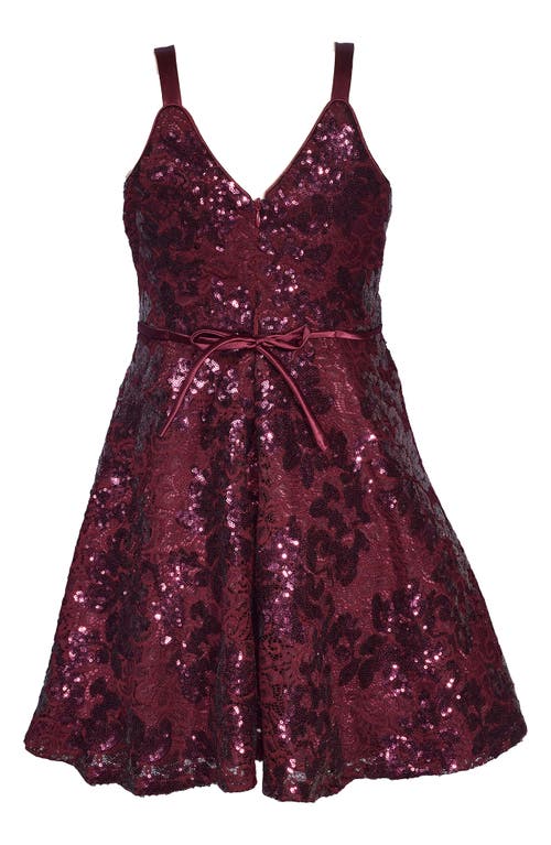 Shop Iris & Ivy Kids' Sequin Fit & Flare Party Dress In Wine