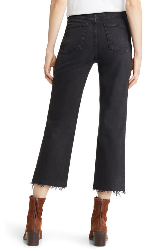 Shop Frank & Eileen Monaghan High Waist Raw Hem Crop Mom Jeans In Black Wash