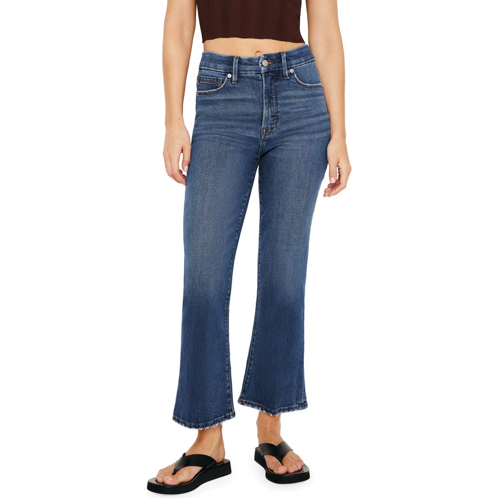 Shop Good American Good Legs Distressed Crop Flare Jeans In Indigo590