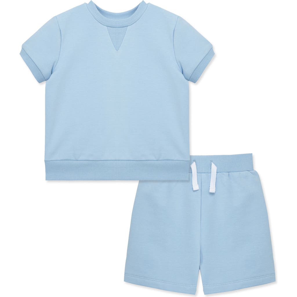 Little Me Sky Short Sleeve Sweatshirt & Shorts Set In Blue