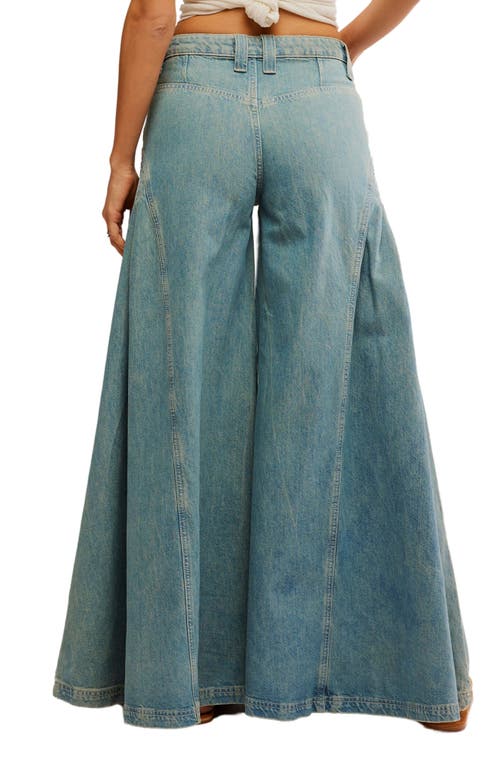 Shop Free People Pandora Pleated Wide Leg Jeans In Union Blue