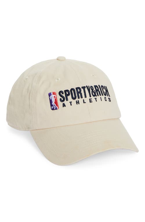 Sporty & Rich Team Logo Embroidered Adjustable Cap in Cream at Nordstrom
