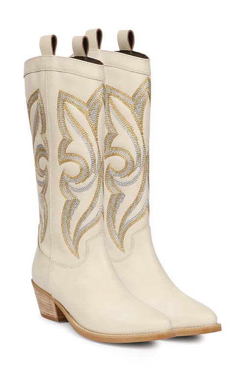 Martina Pointed Toe Western Boot in White
