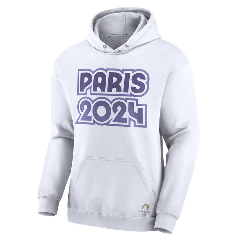 Shop Fanatics Branded White Paris 2024 Summer Olympics Bold Outline Fleece Pullover Hoodie