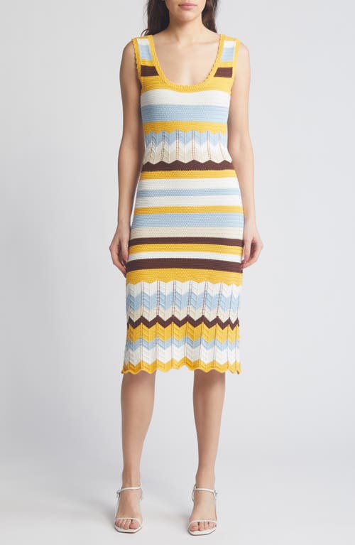French Connection Nellis Stripe Sleeveless Cotton Sweater Dress Banana-Cash Blue Multi at Nordstrom,
