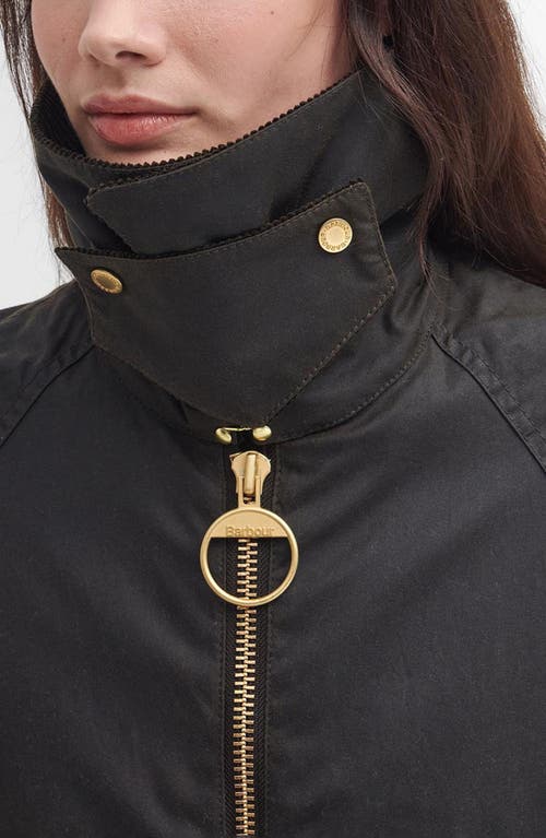 Barbour Black Cotton Allerston Wax Coat In Black