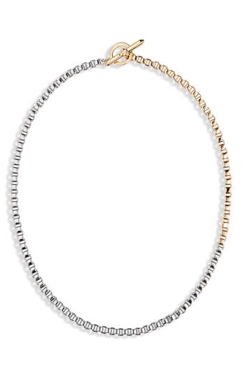 Allsaints Two-tone Box Chain Necklace In Metallic