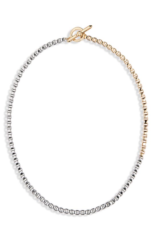 Allsaints Two-tone Box Chain Necklace In Gold