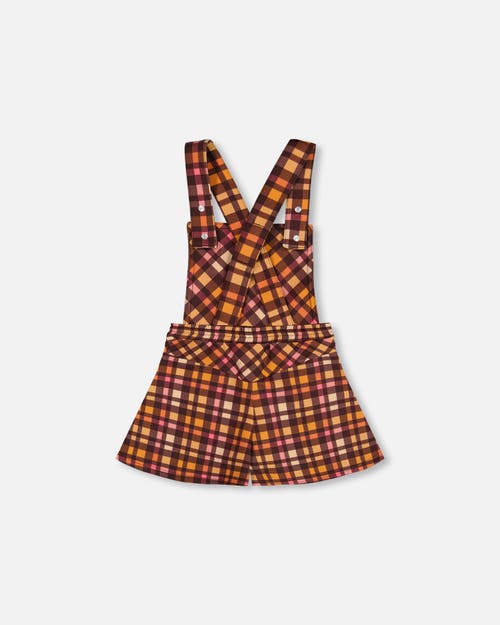 Deux Par Deux Little Girl's Milano Shortall Plaid Magenta And Brown In Pink & Brown Plaid