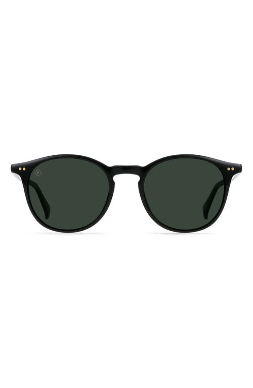 Raen Basq 50mm Polarized Round Sunglasses In Recycled Black/green Polar