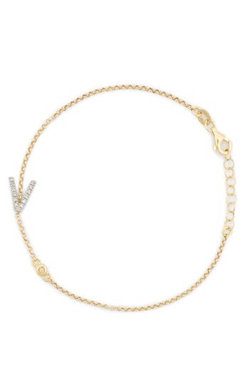 Meshmerise Diamond Initial Bezel Bracelet In Yellow-v