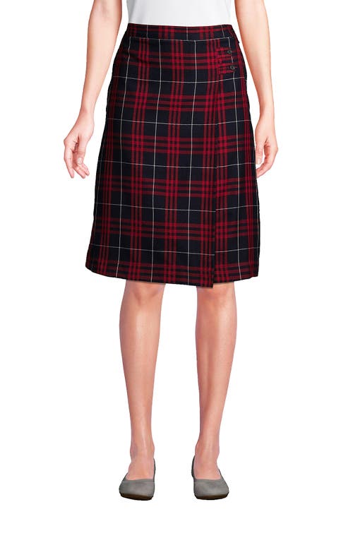 Shop Lands' End School Uniform Young  Plaid A-line Skirt Below The Knee In Classic Navy Large Plaid