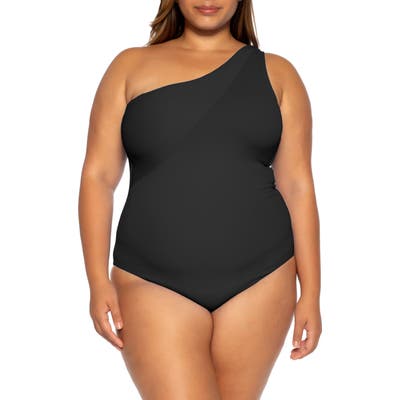 Plus Size Becca Etc. Fine Line One-Piece Swimsuit, Black