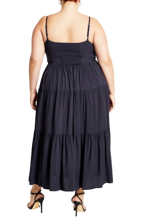 Shop City Chic Mystic Tiered Midi Sundress In Navy