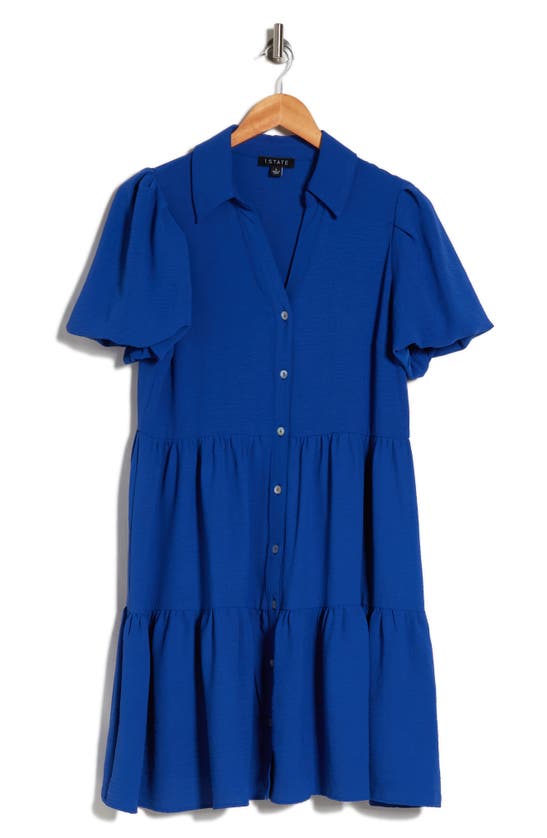 1.state Puff Sleeve Shirtdress In Deep Royal Blue