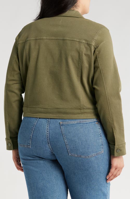 Shop Caslonr Caslon(r) Crop Cotton Blend Twill Jacket In Olive Burnt