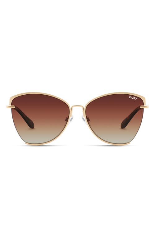 Quay Australia Dusk to Dawn 53mm Gradient Polarized Cat Eye Sunglasses in Gold/Brown Polarized